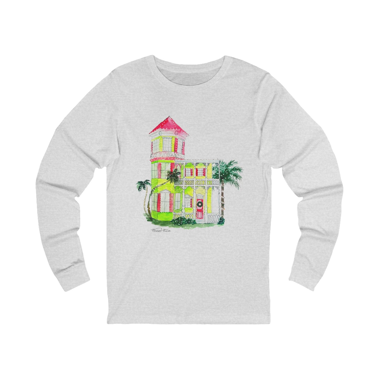 Christmas in the Keys watercolor long sleeve shirt for the holidays