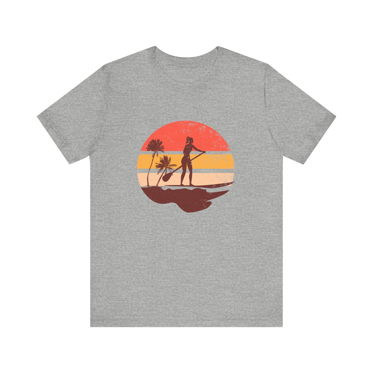 Sunset Paddle Board shirt for women Unisex Jersey Tee, Beach Palm Trees Nature Outdoor Women's Shirt, Paddling Gift, Paddle Board Girl Top