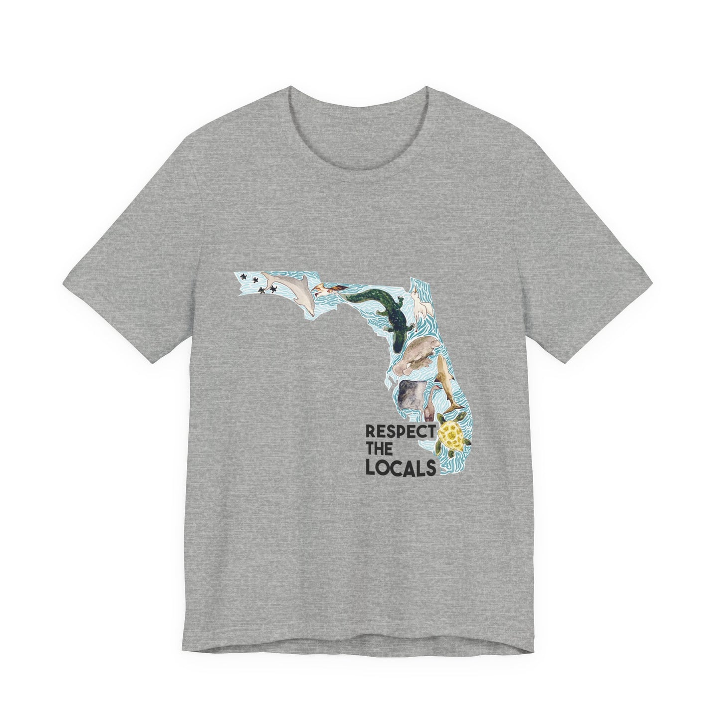 Florida wild life shirt Respect the Locals Ocean Beach Unisex Tee, Short Sleeve T-Shirt, Eco-Friendly Clothing, Vacation Souvenir, Summer Apparel