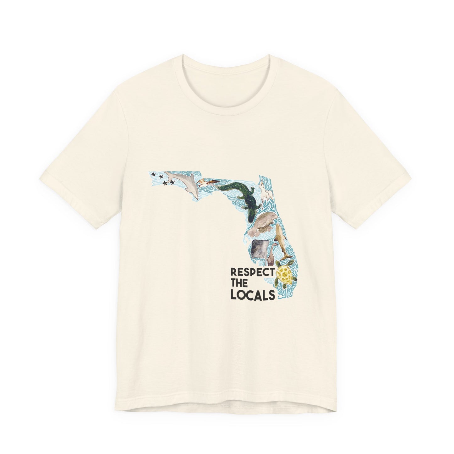 Florida wild life shirt Respect the Locals Ocean Beach Unisex Tee, Short Sleeve T-Shirt, Eco-Friendly Clothing, Vacation Souvenir, Summer Apparel