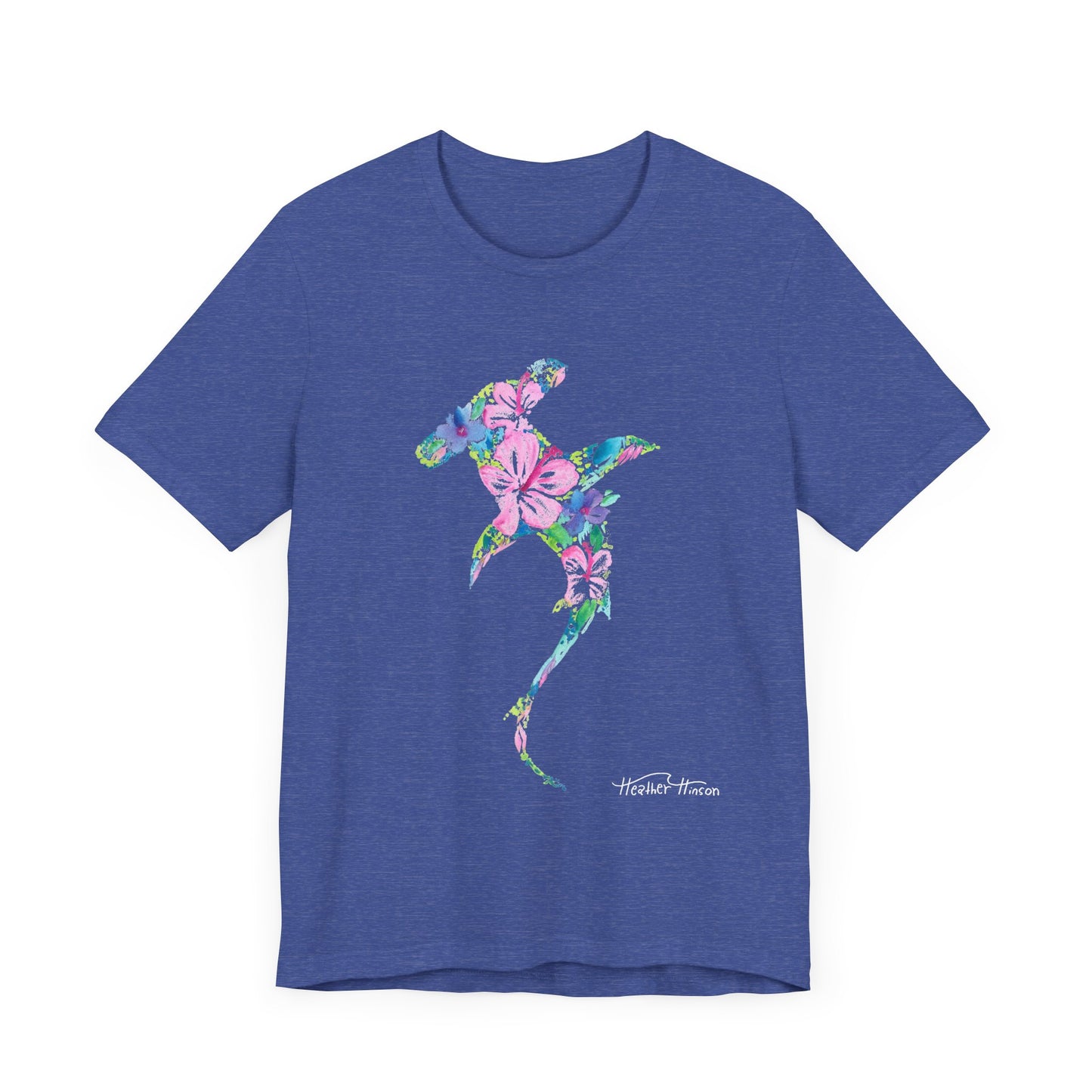 Floral Shark Unisex Tee, Watercolor Flowers, Tropical Hibiscus Beach Vacation Shirt, Coastal Wildlife Top, Florida Surf Ocean T-Shirt, Men