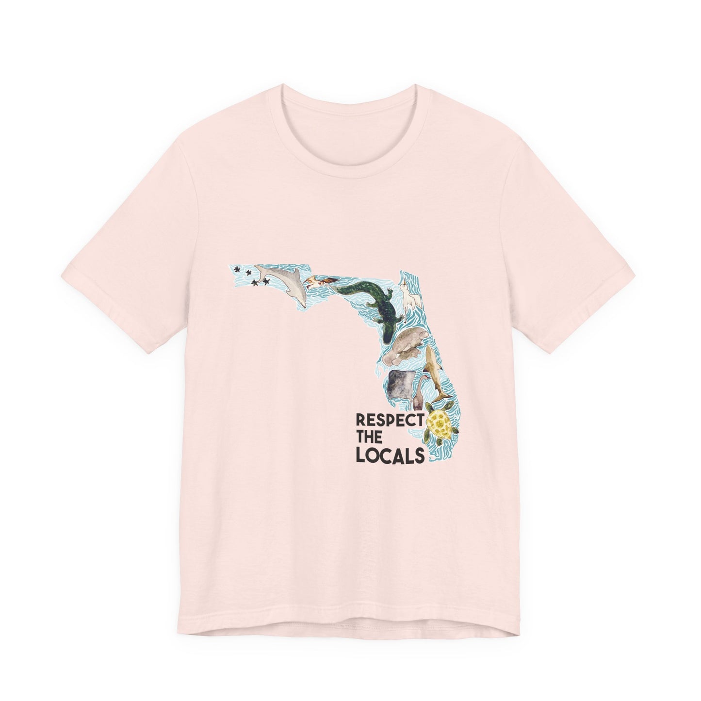Florida wild life shirt Respect the Locals Ocean Beach Unisex Tee, Short Sleeve T-Shirt, Eco-Friendly Clothing, Vacation Souvenir, Summer Apparel