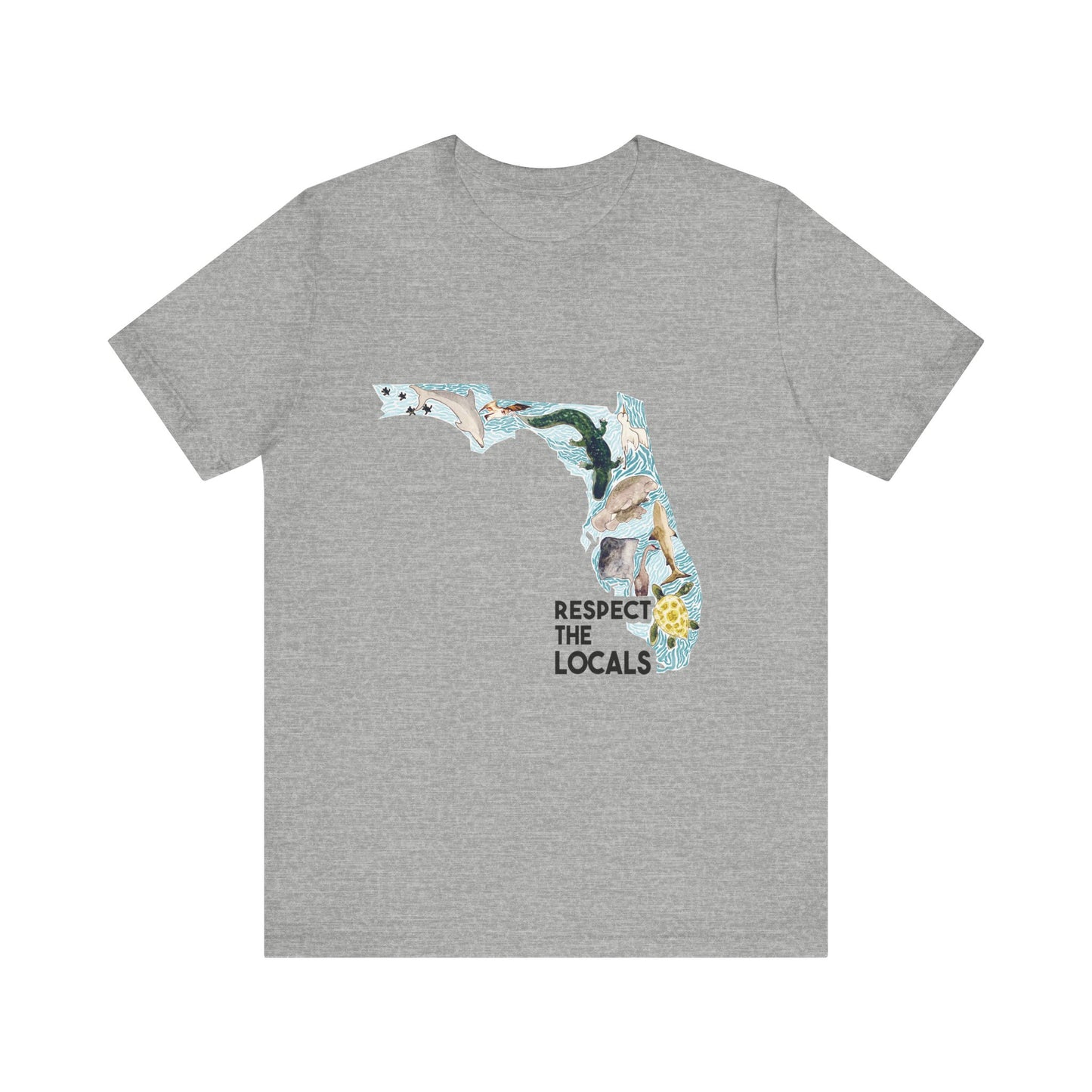 Florida wild life shirt Respect the Locals Ocean Beach Unisex Tee, Short Sleeve T-Shirt, Eco-Friendly Clothing, Vacation Souvenir, Summer Apparel