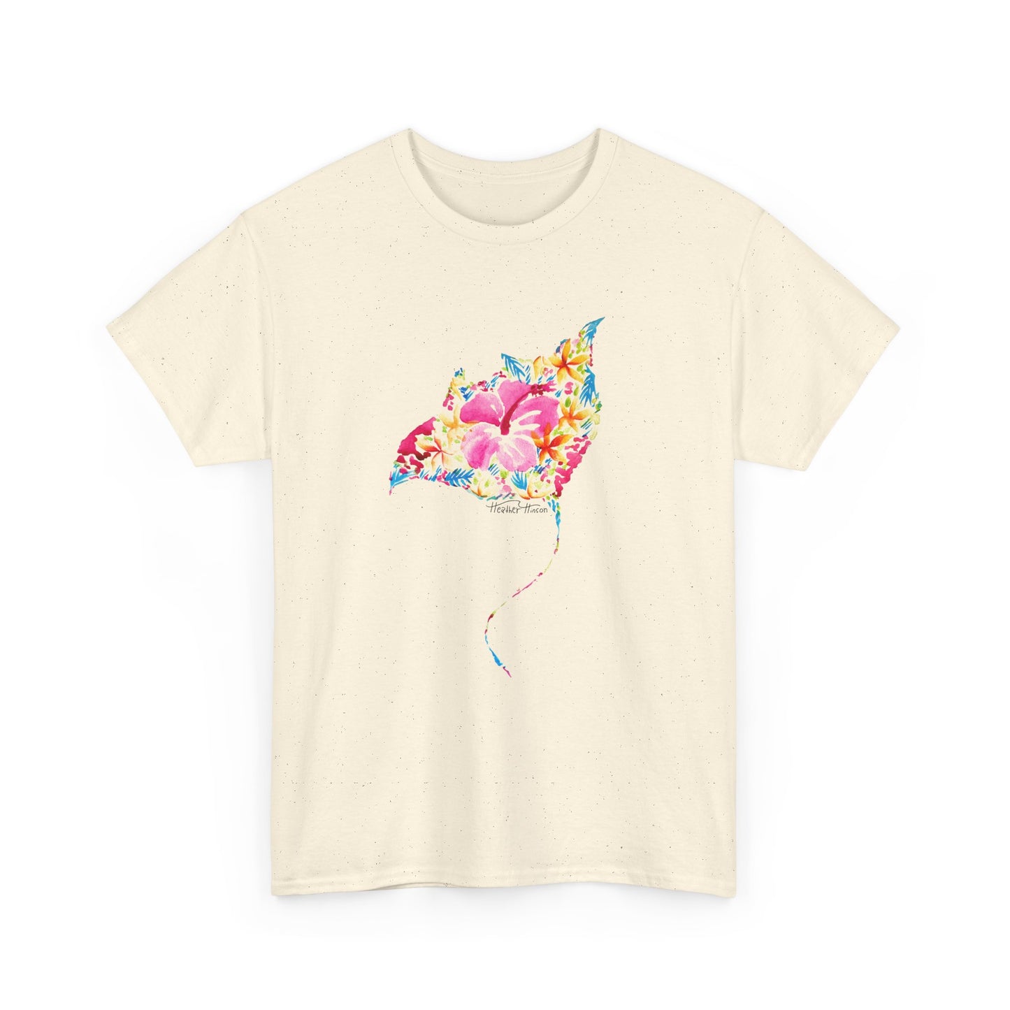 Ocean Floral Unisex Tee - Stingray and Manta Ray Beach Vacation Watercolor Handpainted Shirt