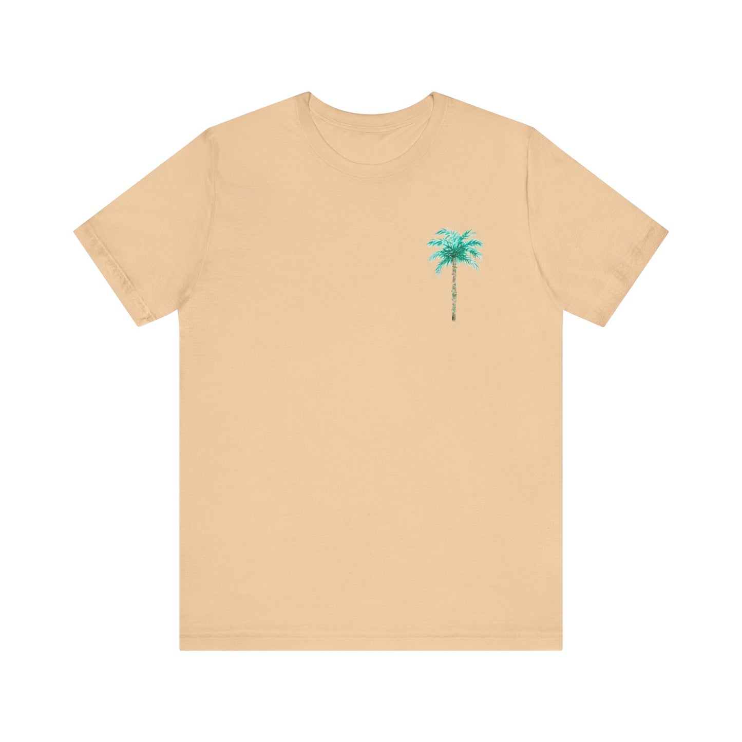 T-Shirt - Palm Tree Christmas Lights Coastal Beach Florida Tropical  watercolor hand drawn Vacation Holiday Festive Tee
