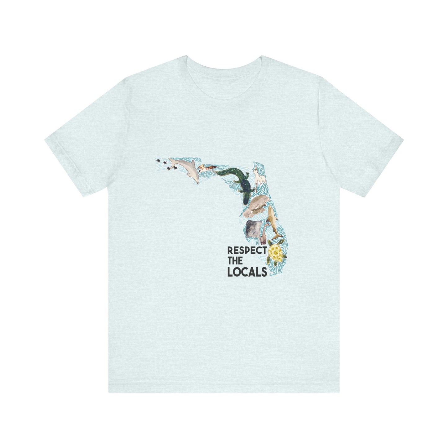 Florida wild life shirt Respect the Locals Ocean Beach Unisex Tee, Short Sleeve T-Shirt, Eco-Friendly Clothing, Vacation Souvenir, Summer Apparel