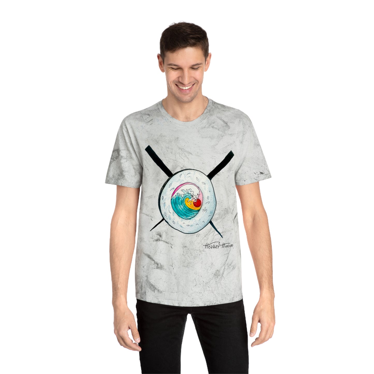 Colorful Sushi Wave Unisex T-Shirt, Beach Wear, Casual Summer Tee, Perfect Gift for Surf Lovers, Anime-inspired Apparel