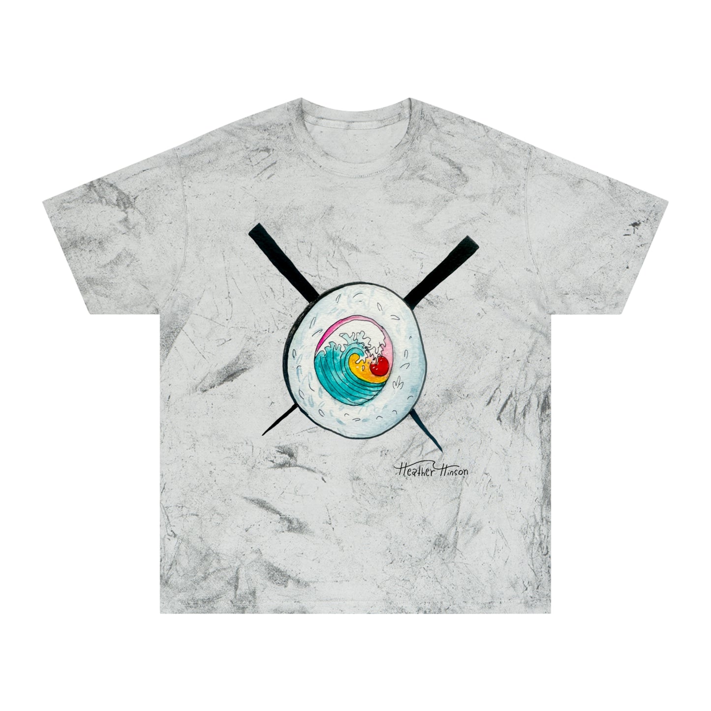 Colorful Sushi Wave Unisex T-Shirt, Beach Wear, Casual Summer Tee, Perfect Gift for Surf Lovers, Anime-inspired Apparel