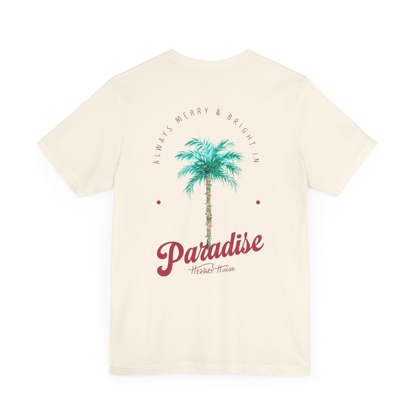 T-Shirt - Palm Tree Christmas Lights Coastal Beach Florida Tropical  watercolor hand drawn Vacation Holiday Festive Tee
