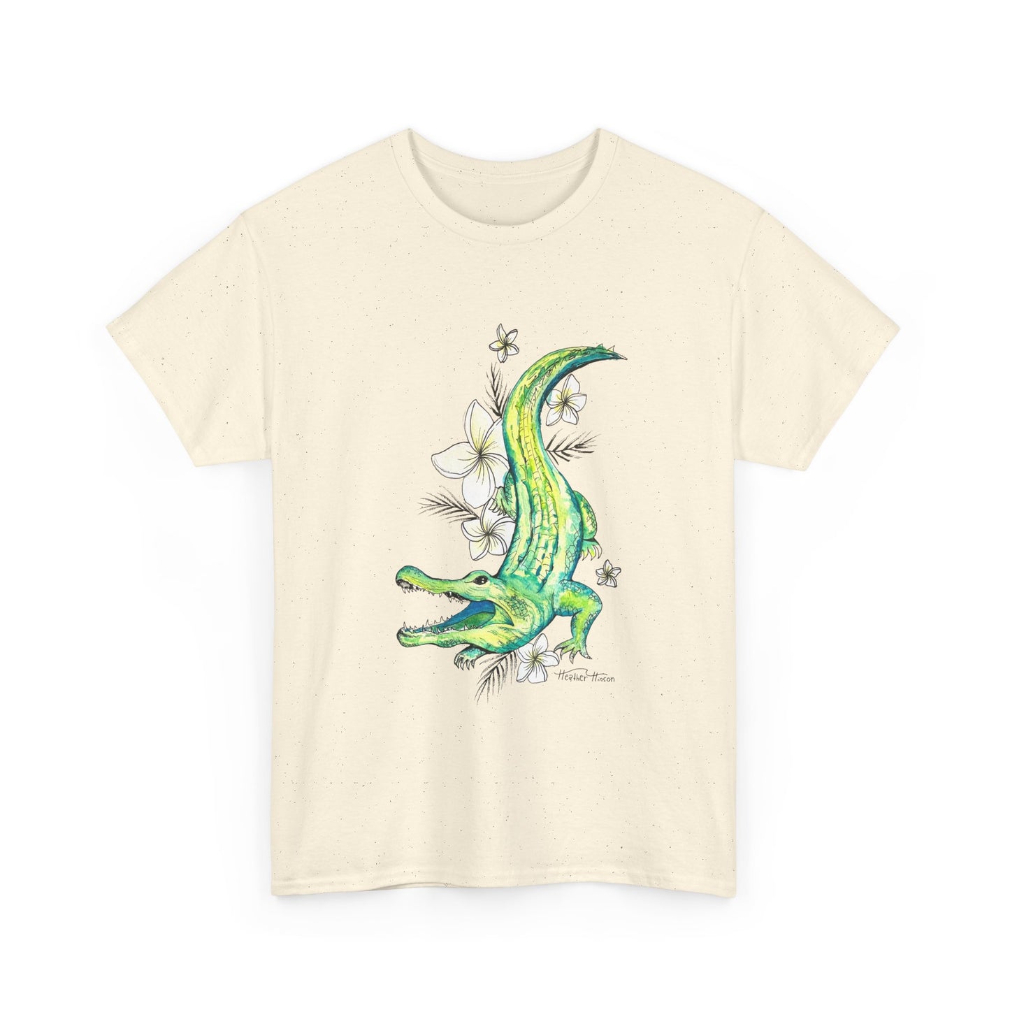 Alligator floral watercolor T shirt