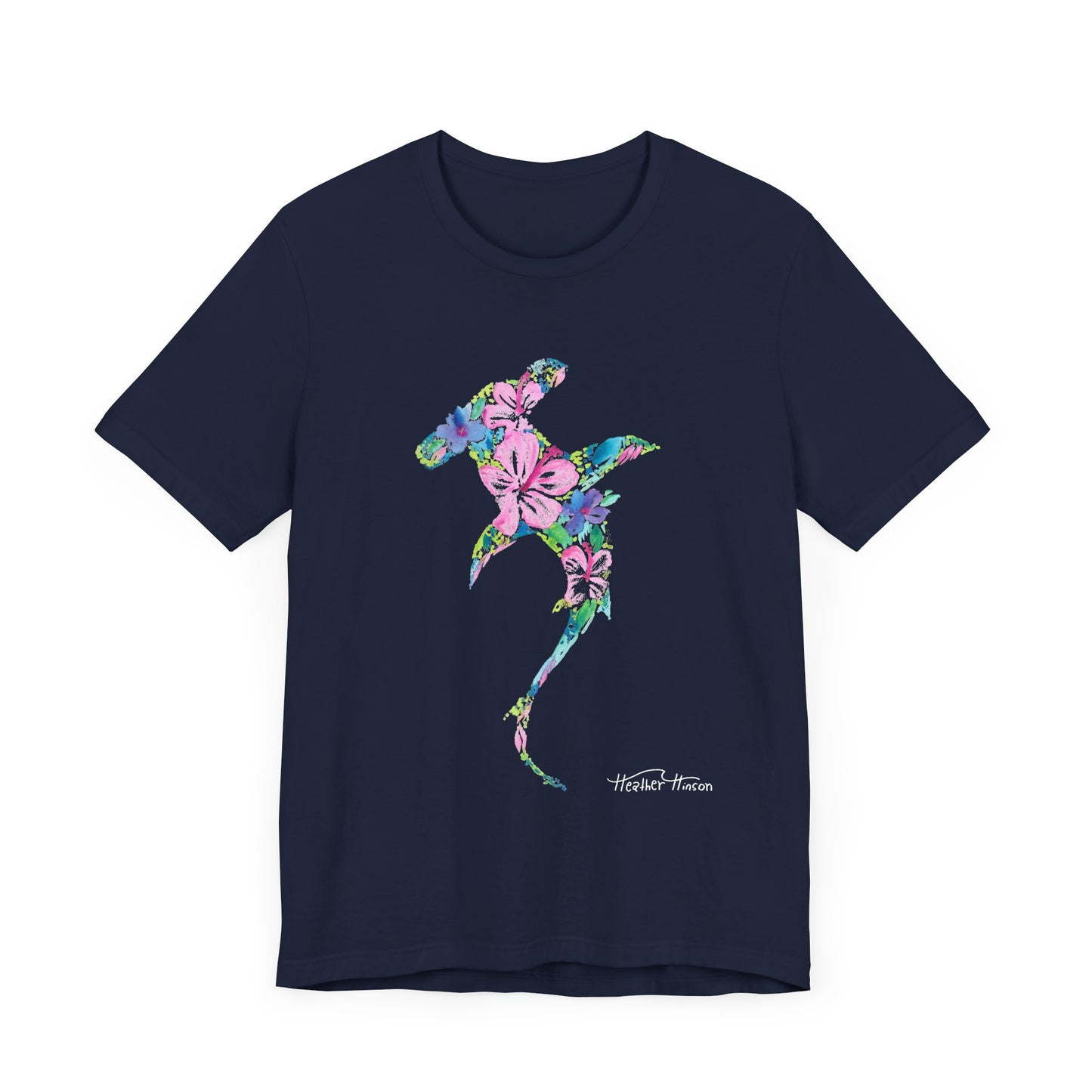 Floral Shark Unisex Tee, Watercolor Flowers, Tropical Hibiscus Beach Vacation Shirt, Coastal Wildlife Top, Florida Surf Ocean T-Shirt, Men