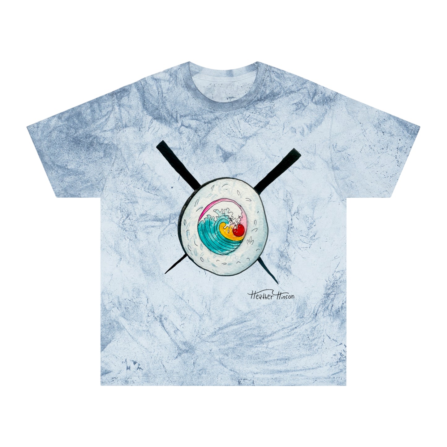 Colorful Sushi Wave Unisex T-Shirt, Beach Wear, Casual Summer Tee, Perfect Gift for Surf Lovers, Anime-inspired Apparel