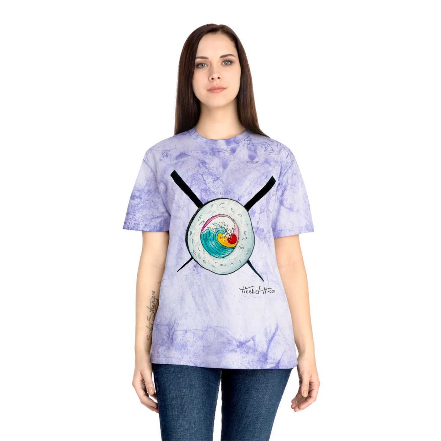 Colorful Sushi Wave Unisex T-Shirt, Beach Wear, Casual Summer Tee, Perfect Gift for Surf Lovers, Anime-inspired Apparel