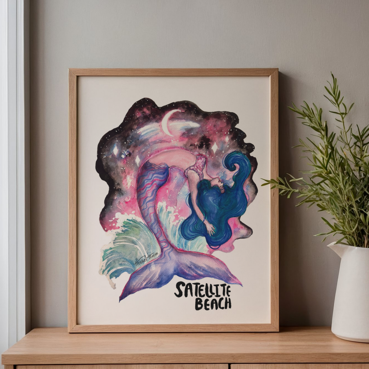 Satellite Beach Mermaid Art Print - 8x10 Florida Coastal Wall Art