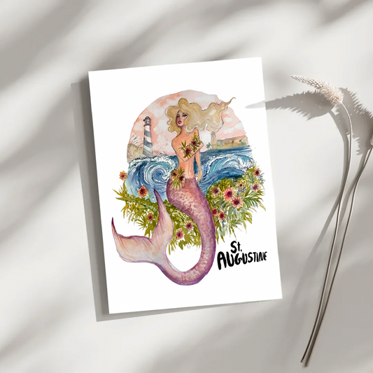St. Augustine Souvenir Art Print 8x10 | Mermaid art print for beach lovers
