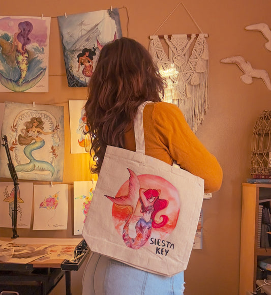 Siesta Key Mermaid Canvas Tote