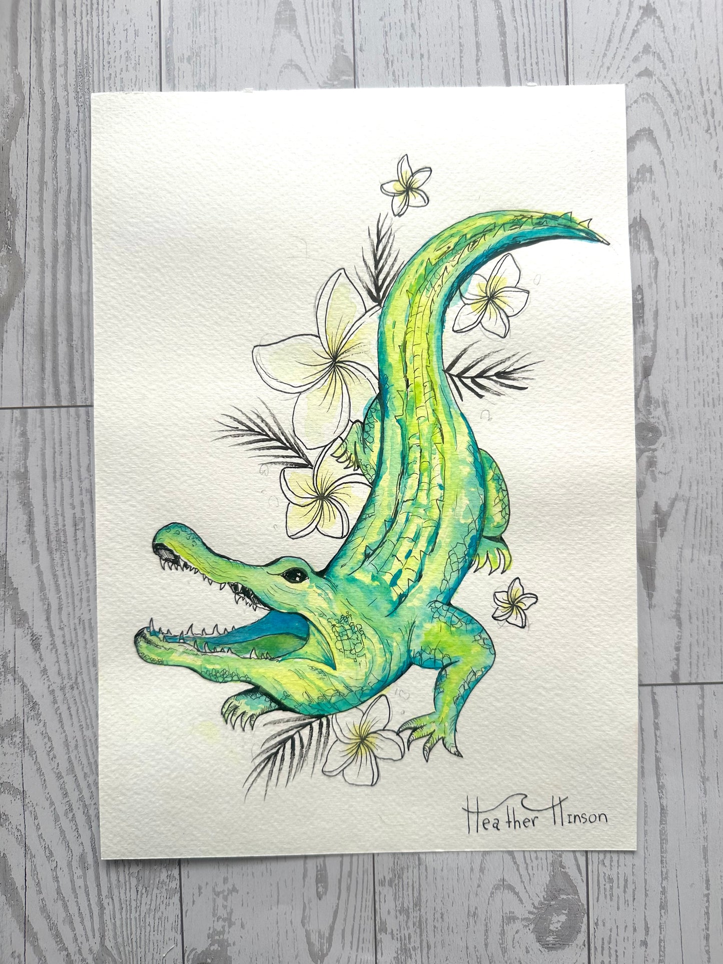 Original Watercolor Painting - Alligator