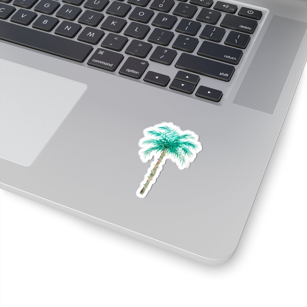 christmas lights on palm tree vinyl sticker on laptop