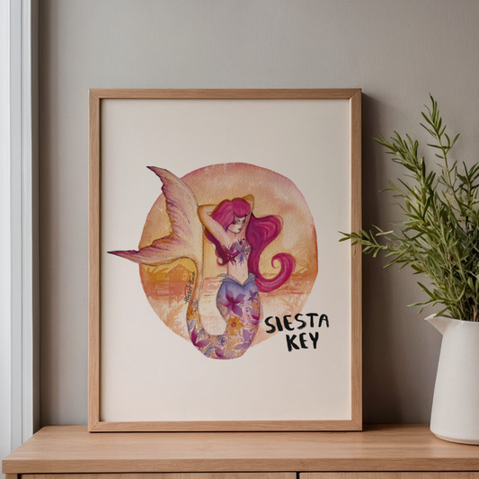 Mable the Mermaid | Siesta Key Coastal Wall Art | 8x10 Mermaid Art Print
