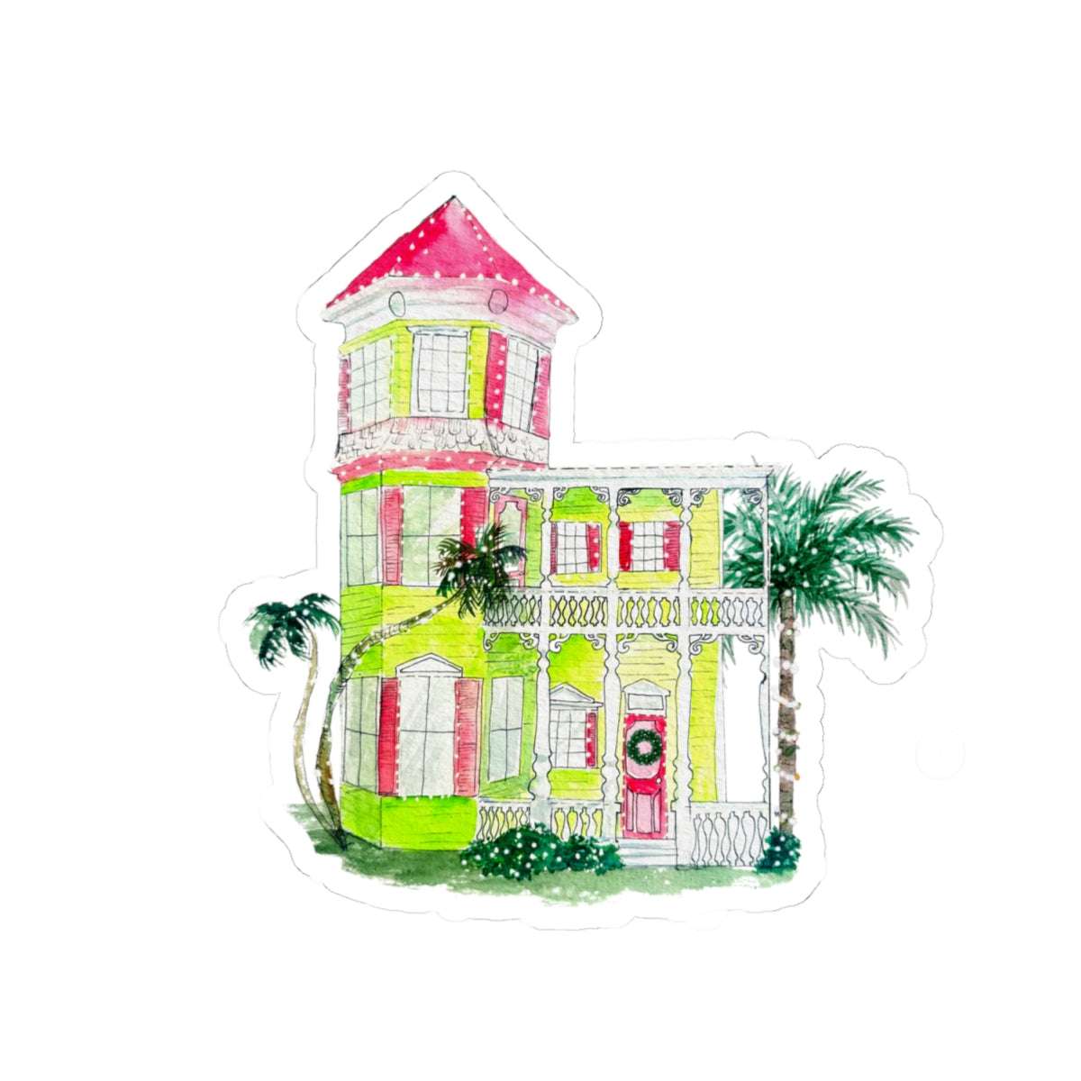 key west house with Christmas lights vinyl sticker