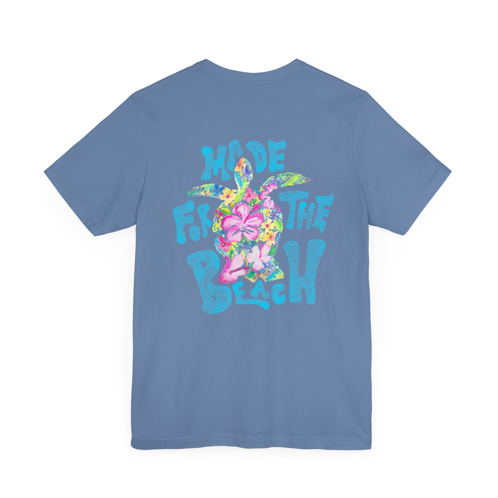 made for the beach shirt with tropical flowers and sea turtle 
