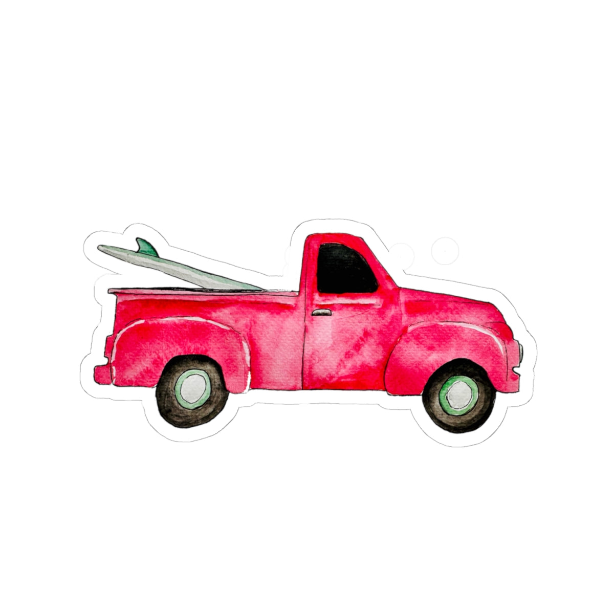 red truck watercolor with surf board