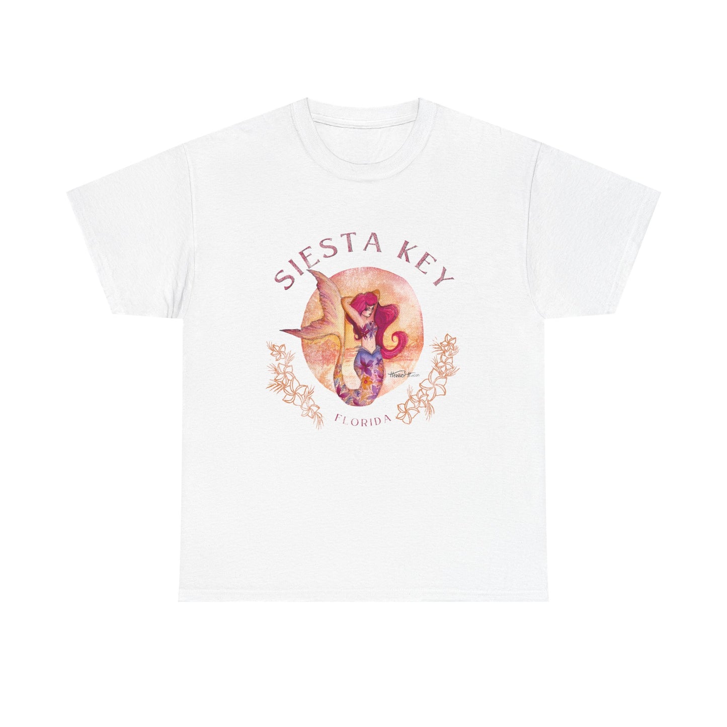 Siesta Key mermaid t-shirt with coastal Florida art design