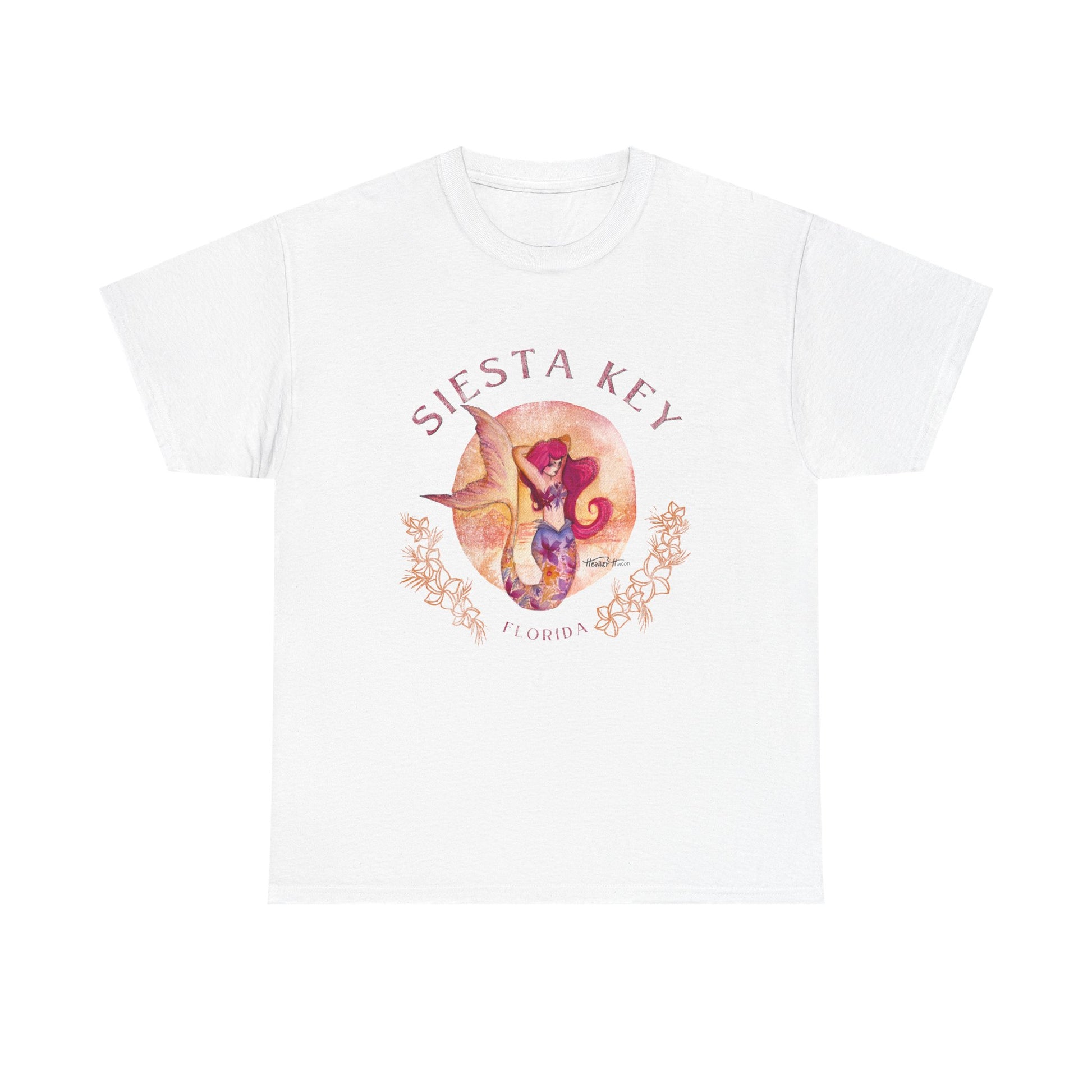 Siesta Key mermaid t-shirt with coastal Florida art design