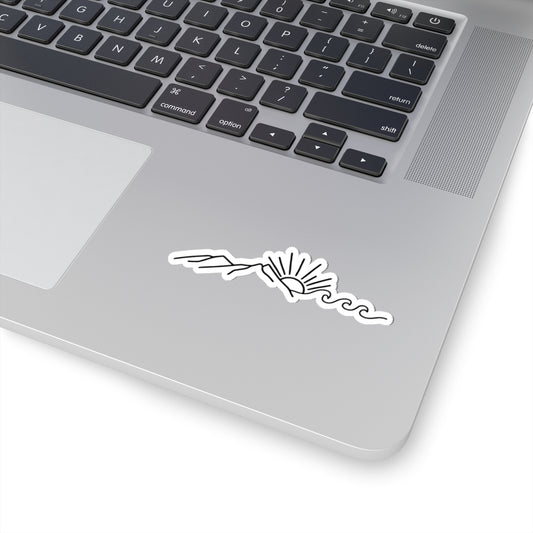 minimalist design with sun, mountain and wave